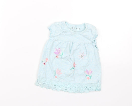 Nutmeg Girls Blue Floral  Tank Dress  Size 6-9 Months