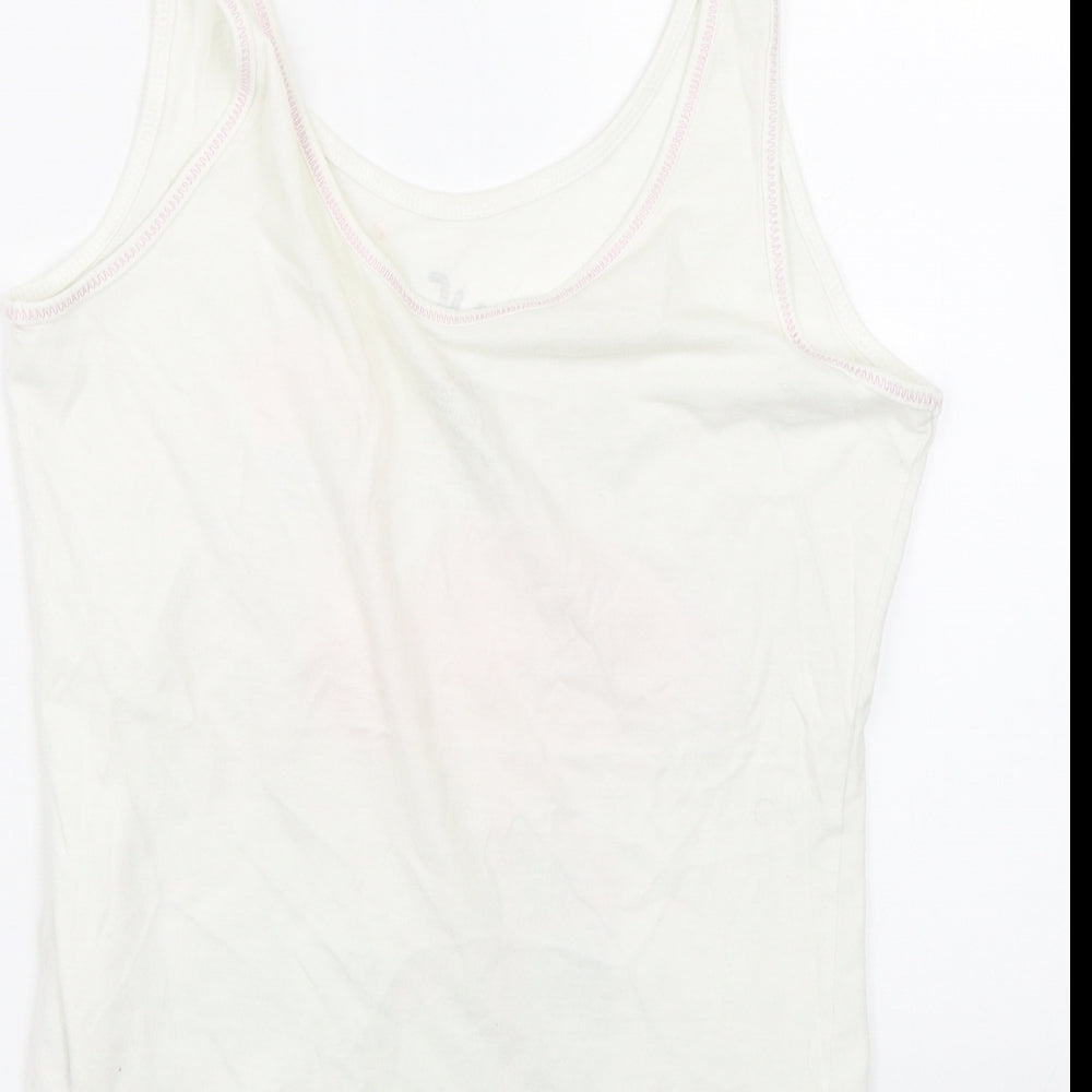 love to lounge Womens White   Top Pyjama Top Size S  - FLAMINGO