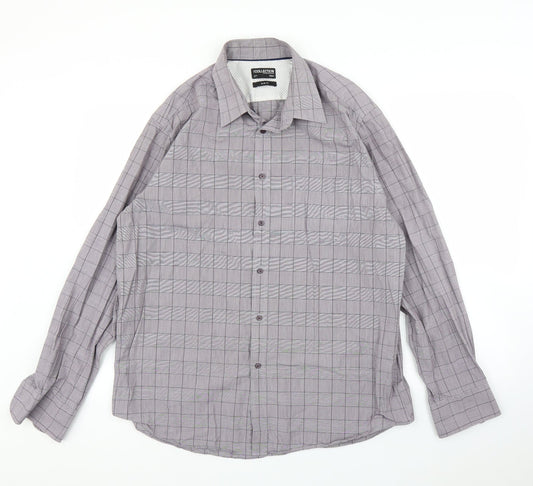 Debenhams Mens Purple Plaid   Button-Up Size 17