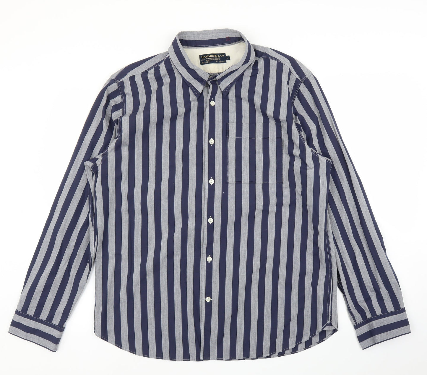 Hammond & CO Mens Blue Striped   Button-Up Size L