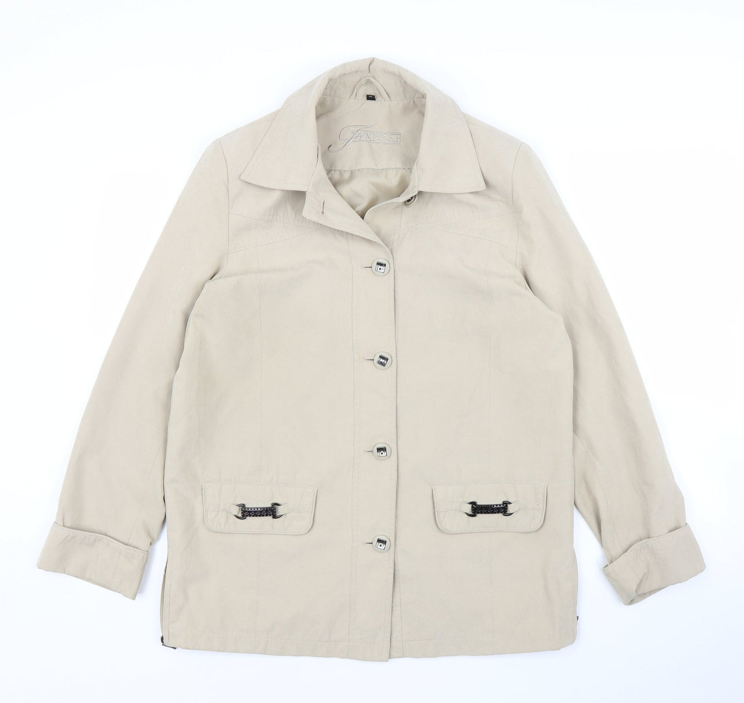 Finesse Womens Beige   Overcoat Coat Size 10