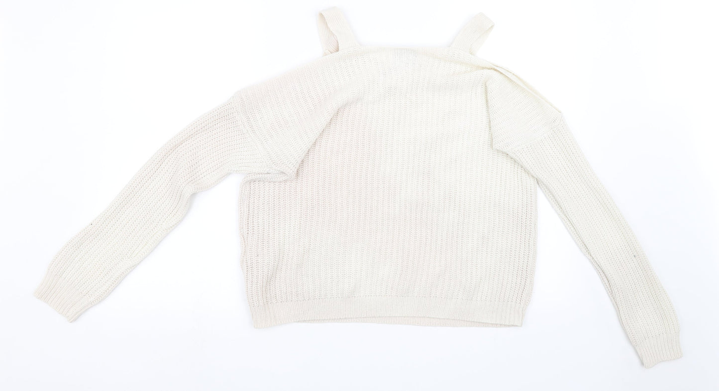 VERO MODA Womens White   Pullover Sweatshirt Size S