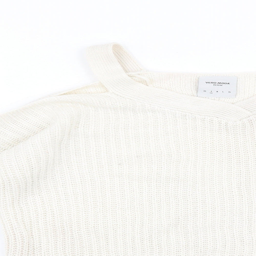 VERO MODA Womens White   Pullover Sweatshirt Size S