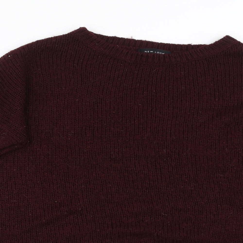 New Look Womens Red  Knit Pullover Sweatshirt Size M