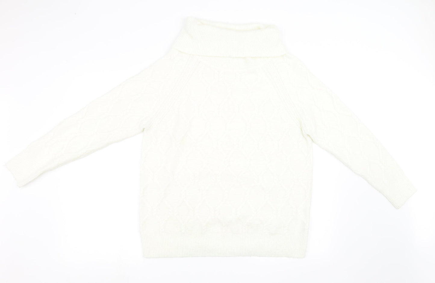 Nutmeg Womens White  Knit Pullover Sweatshirt Size 16