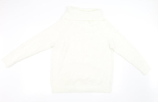 Nutmeg Womens White  Knit Pullover Sweatshirt Size 16