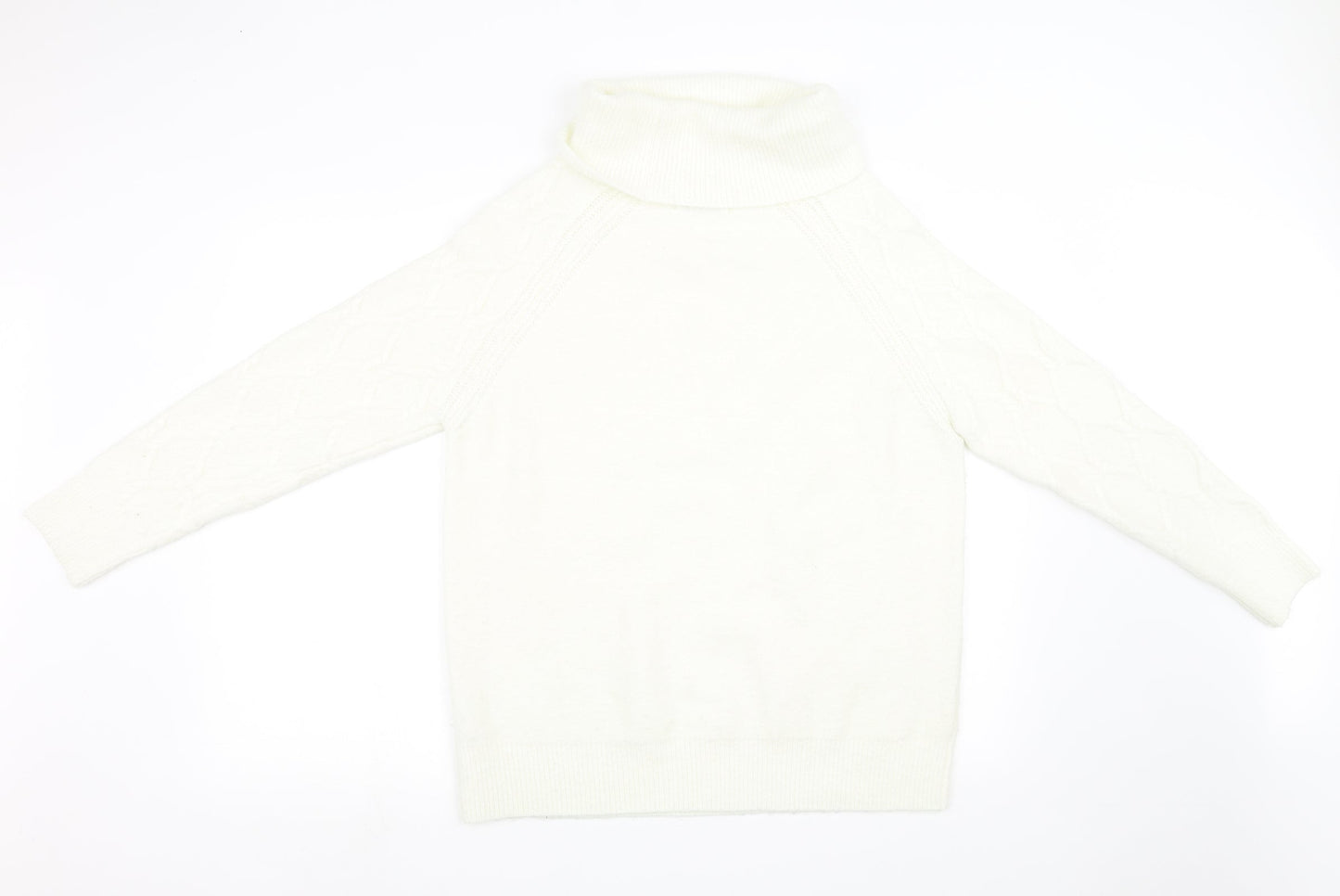 Nutmeg Womens White  Knit Pullover Sweatshirt Size 16
