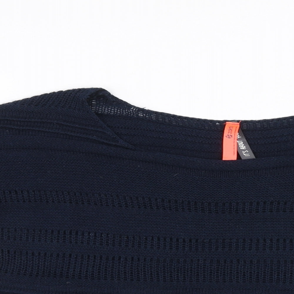 Zakti Womens Blue  Knit Pullover Sweatshirt Size S