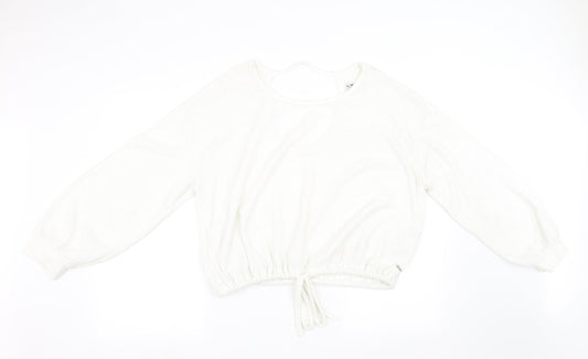 holister Womens White  Knit Pullover Sweatshirt Size L  - cropped