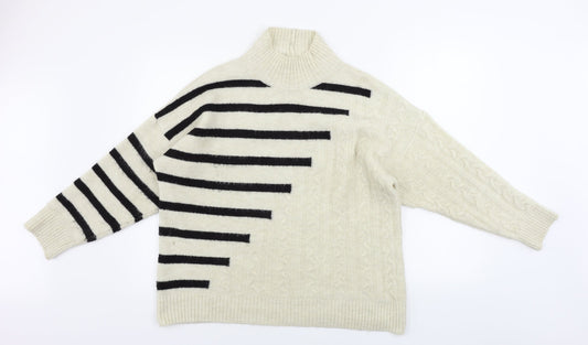 M&Co Womens Beige Striped  Pullover Jumper Size M