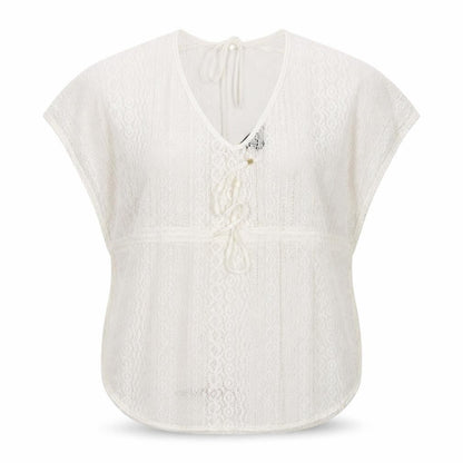 Front view of Atmosphere women’s white basic blouse, size S