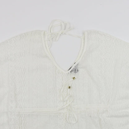 Close-up detail of Atmosphere women’s white basic blouse, size S