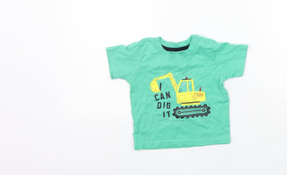 Additional front view of Primark girls’ green basic t-shirt, size 3-6, months