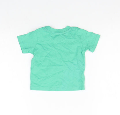 Back view of Primark girls’ green basic t-shirt, size 3-6, months