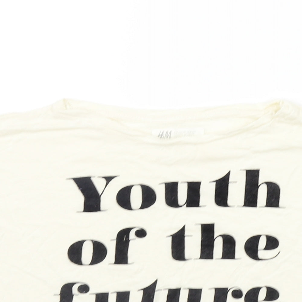 H&M Girls White   Basic T-Shirt Size 9-10 Years