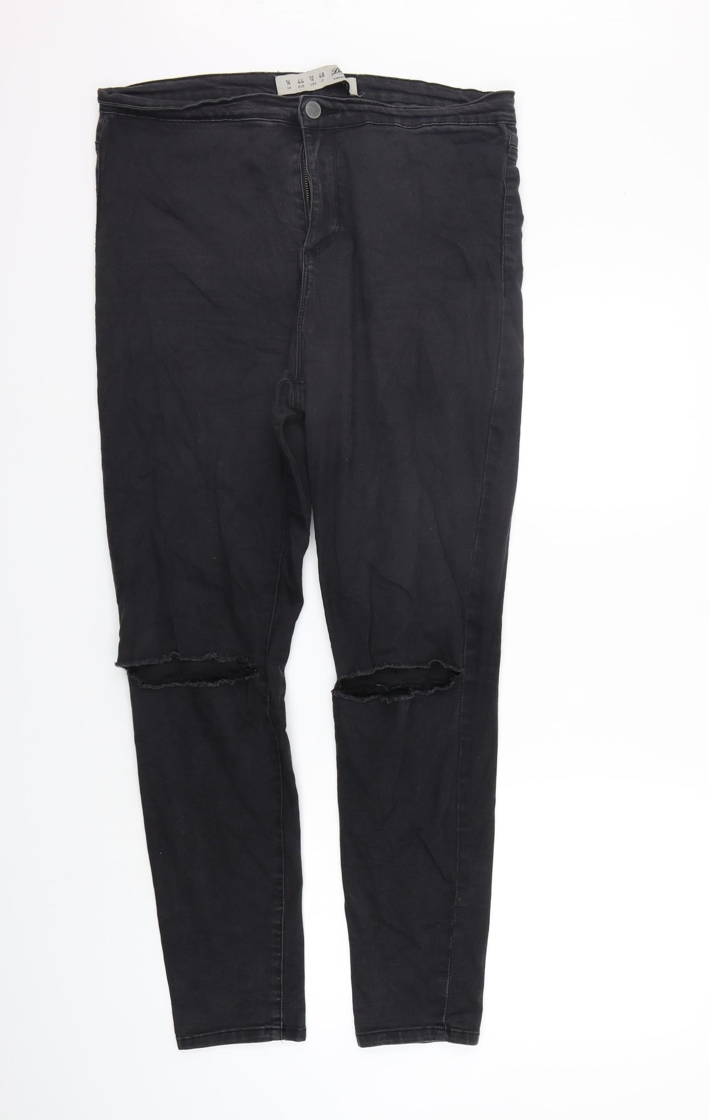 deniem co Womens Black   Straight Jeans Size 16 L28 in