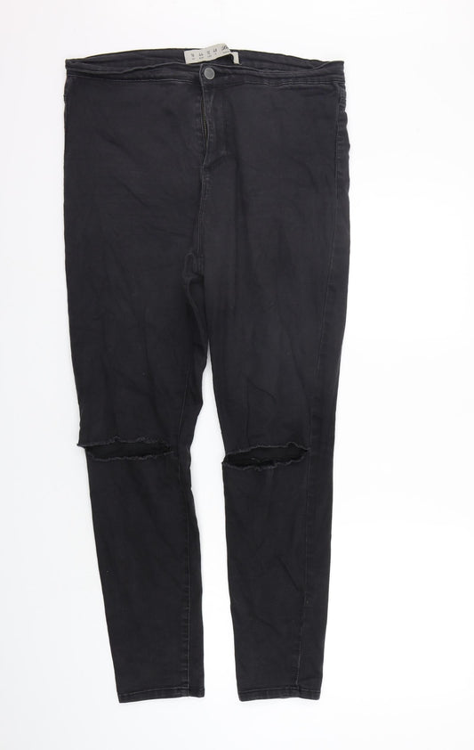 deniem co Womens Black   Straight Jeans Size 16 L28 in