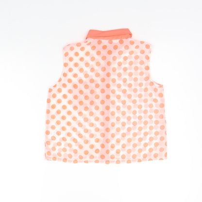 Back view of Love Me girls’ orange spotted basic button-up, size 11-12, years