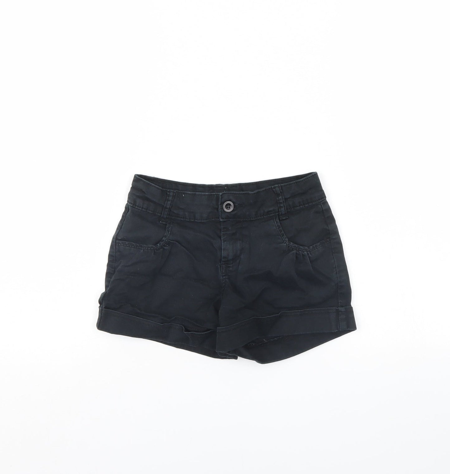 Preworn Girls Black  Denim Cut-Off Shorts Size 8 Years
