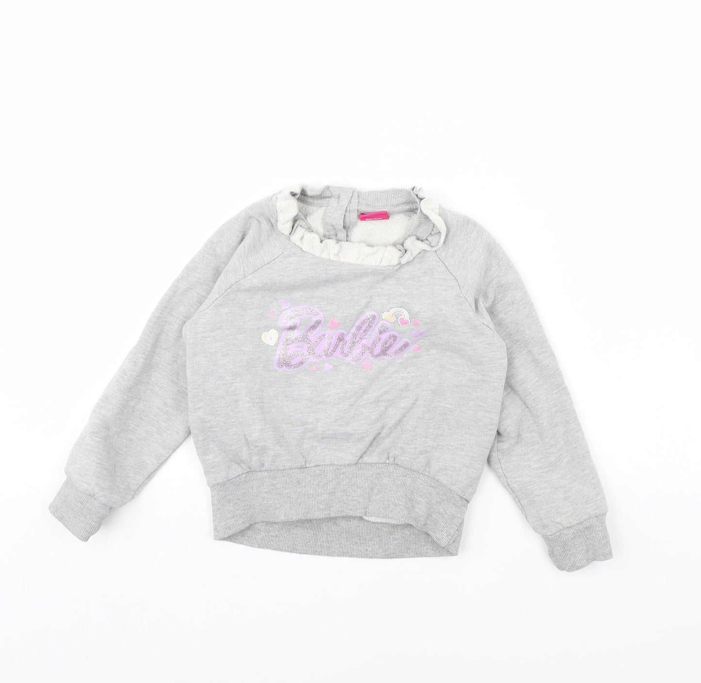 Preworn Girls Grey   Pullover Jumper Size 4 Years  - Barbie