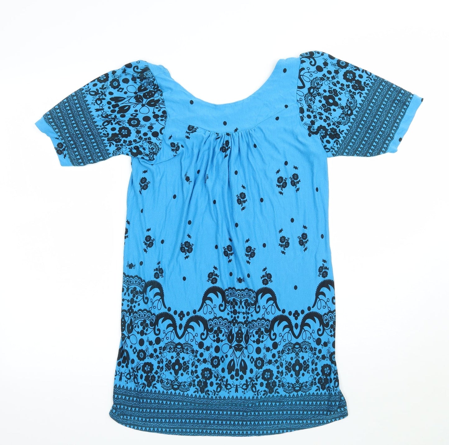 xpose Womens Blue Floral  Basic Blouse Size S