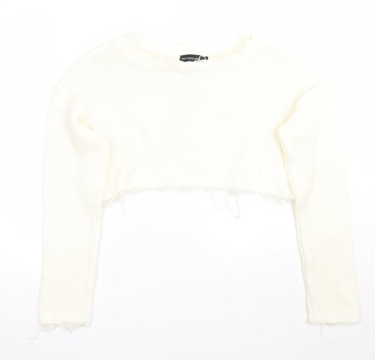 PRETTYLITTLETHING Womens White   Pullover Jumper Size S