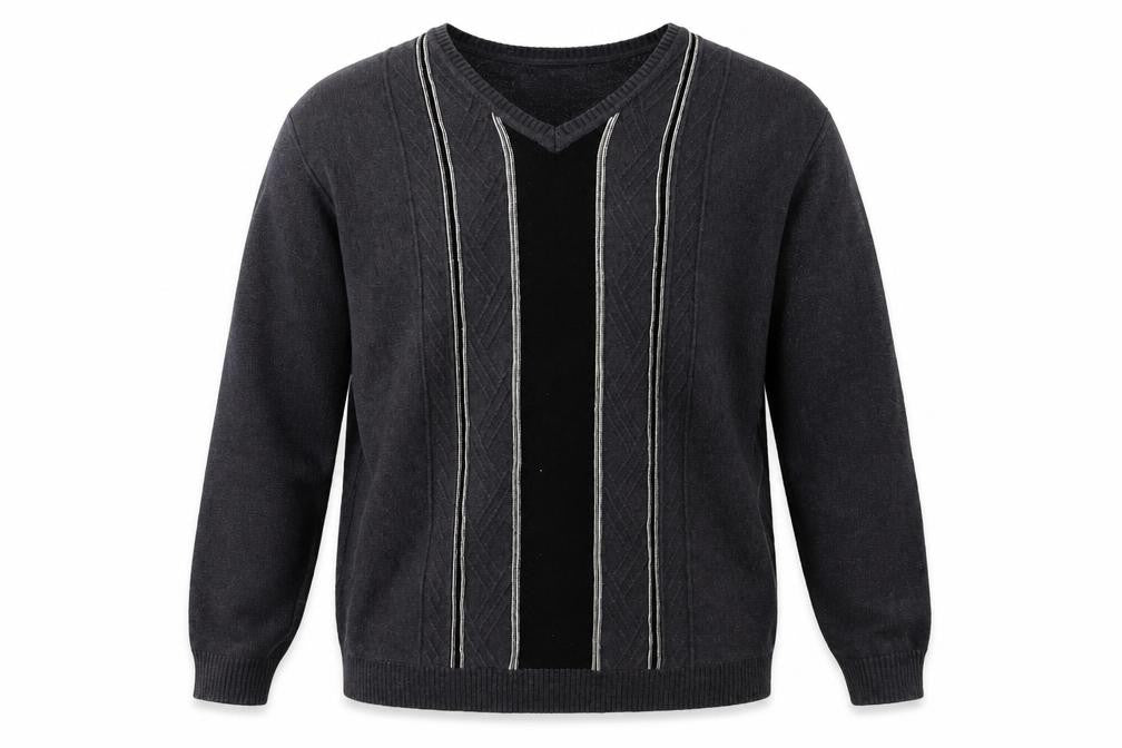 Greenwoods Mens Grey Striped  Pullover Jumper Size L