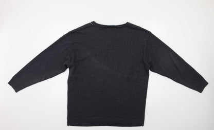 Greenwoods Mens Grey Striped  Pullover Jumper Size L