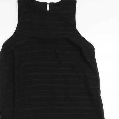 Close-up detail of Papaya women’s black basic blouse, size UK 14