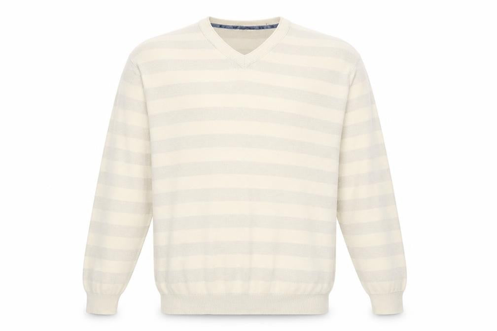 Stark Mens Beige Striped Knit Pullover Jumper Size S