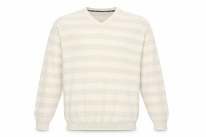 Stark Mens Beige Striped Knit Pullover Jumper Size S