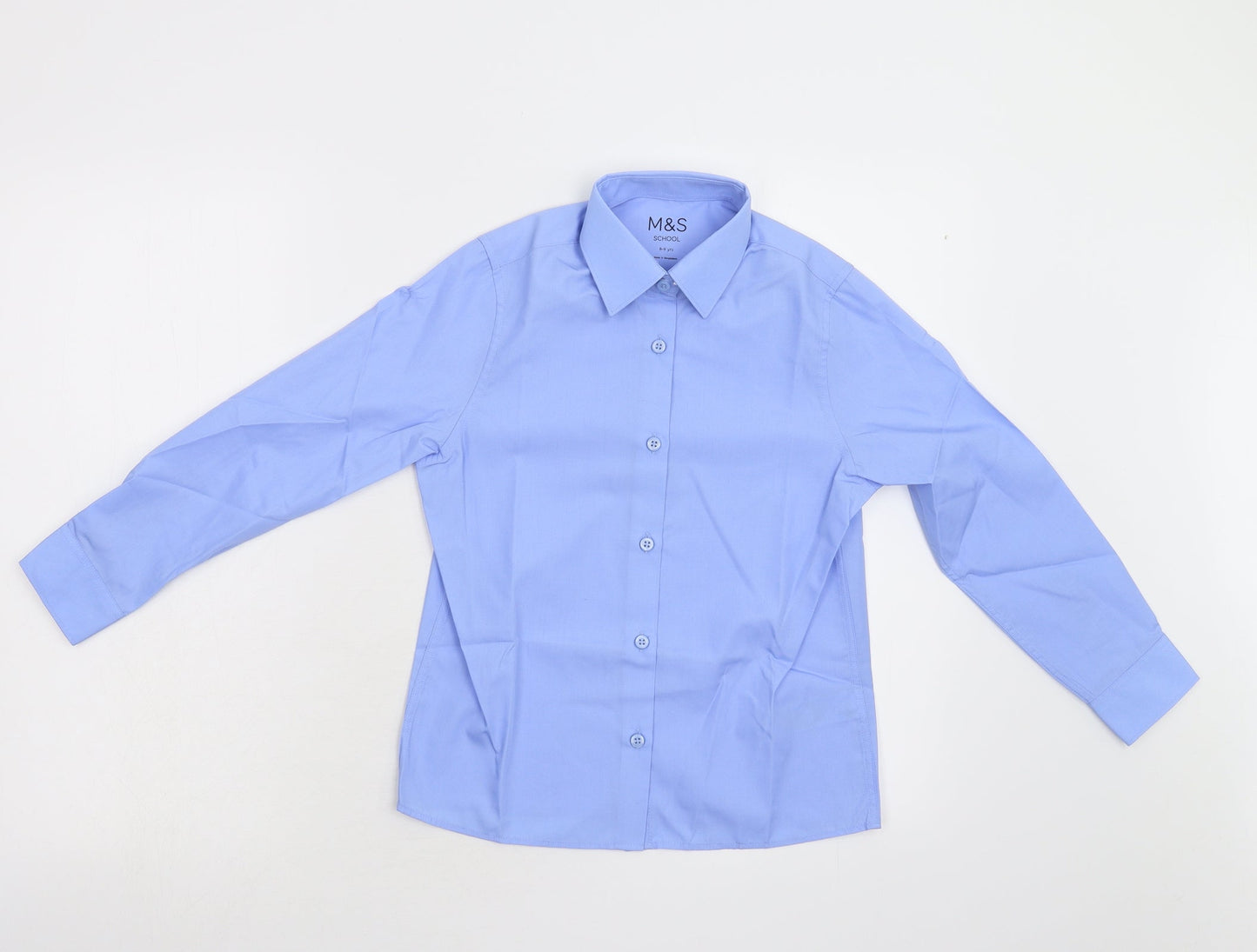 M&S Boys Blue   Basic Button-Up Size 8-9 Years  - School