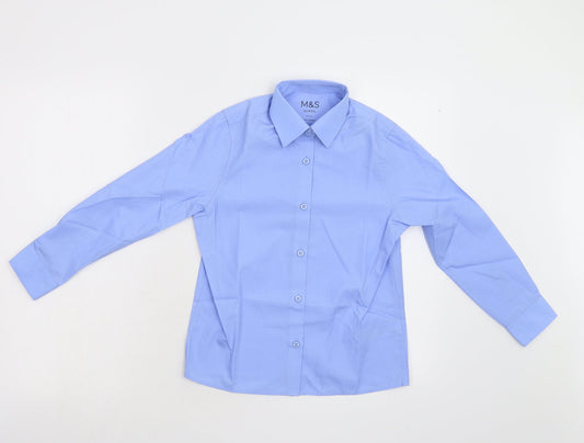 M&S Boys Blue   Basic Button-Up Size 8-9 Years  - School