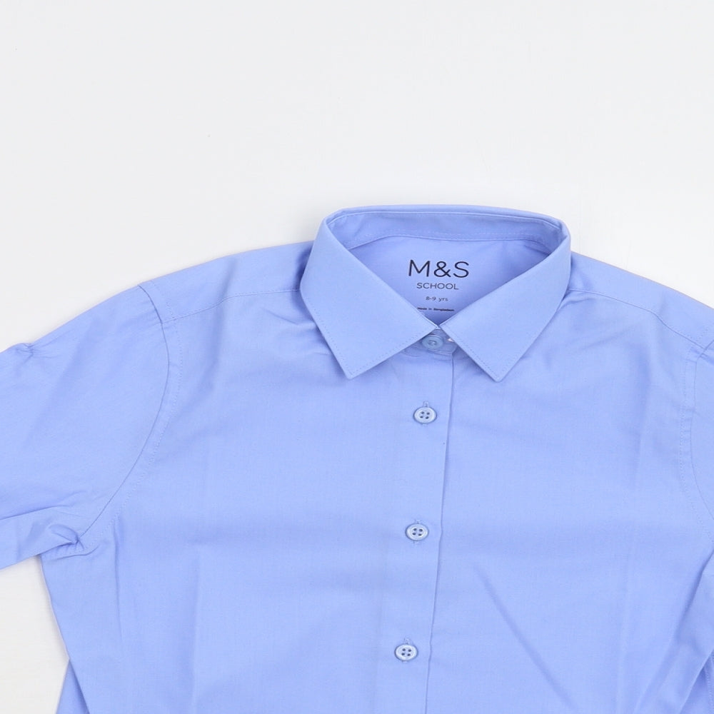 M&S Boys Blue   Basic Button-Up Size 8-9 Years  - School