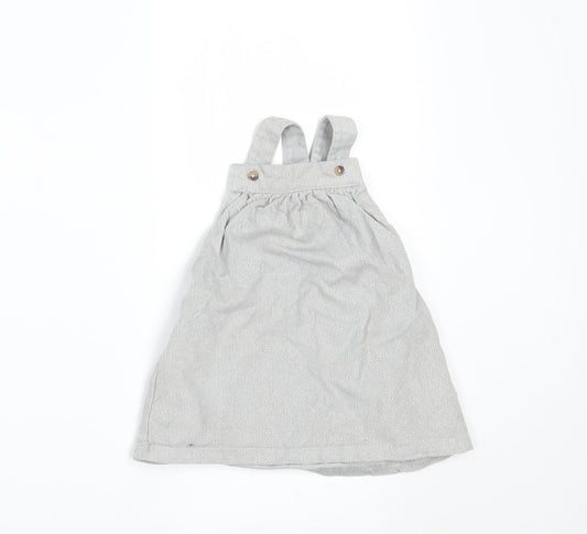 Marks and Spencer Girls Silver  Corduroy Pinafore/Dungaree Dress  Size 3-6 Months