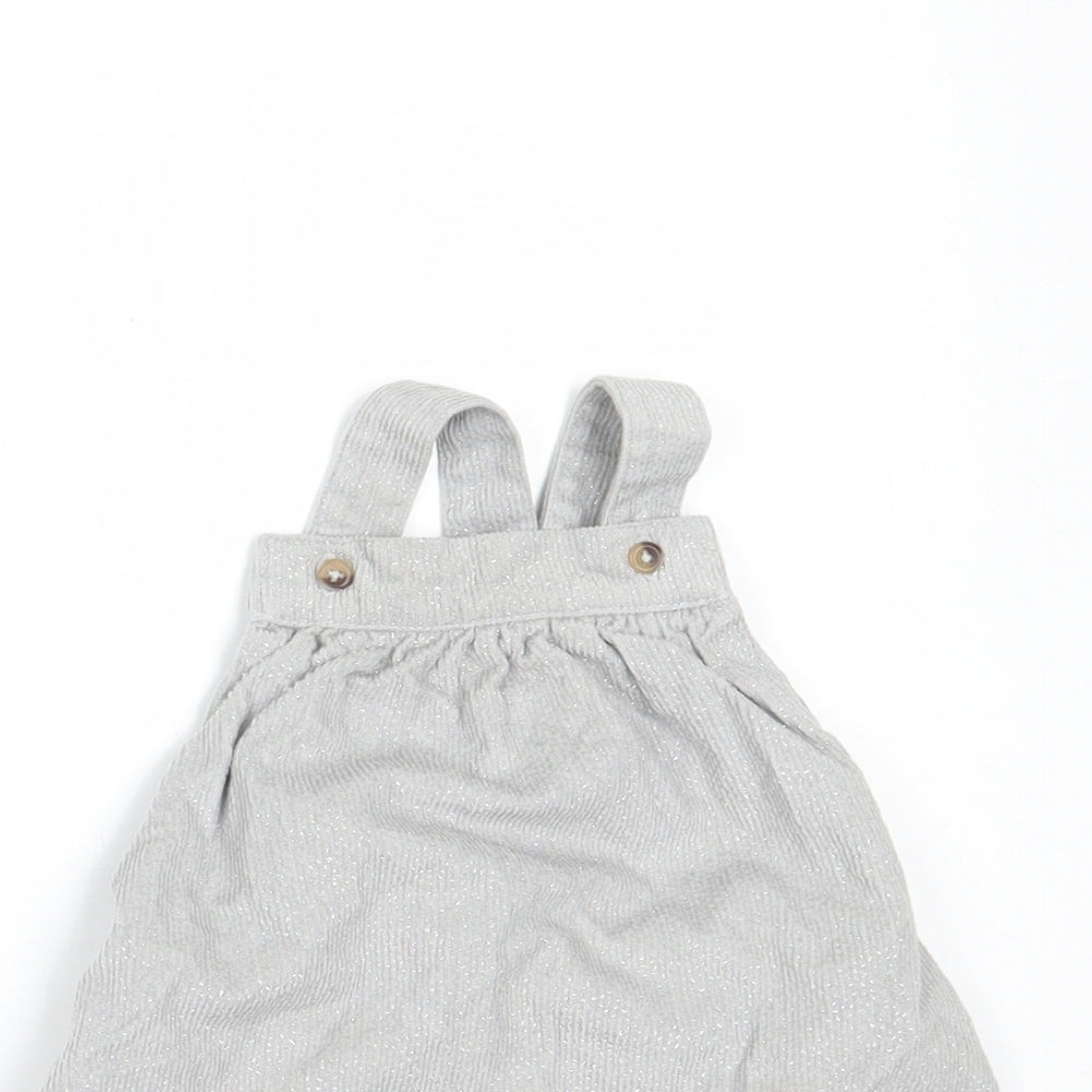 Marks and Spencer Girls Silver  Corduroy Pinafore/Dungaree Dress  Size 3-6 Months