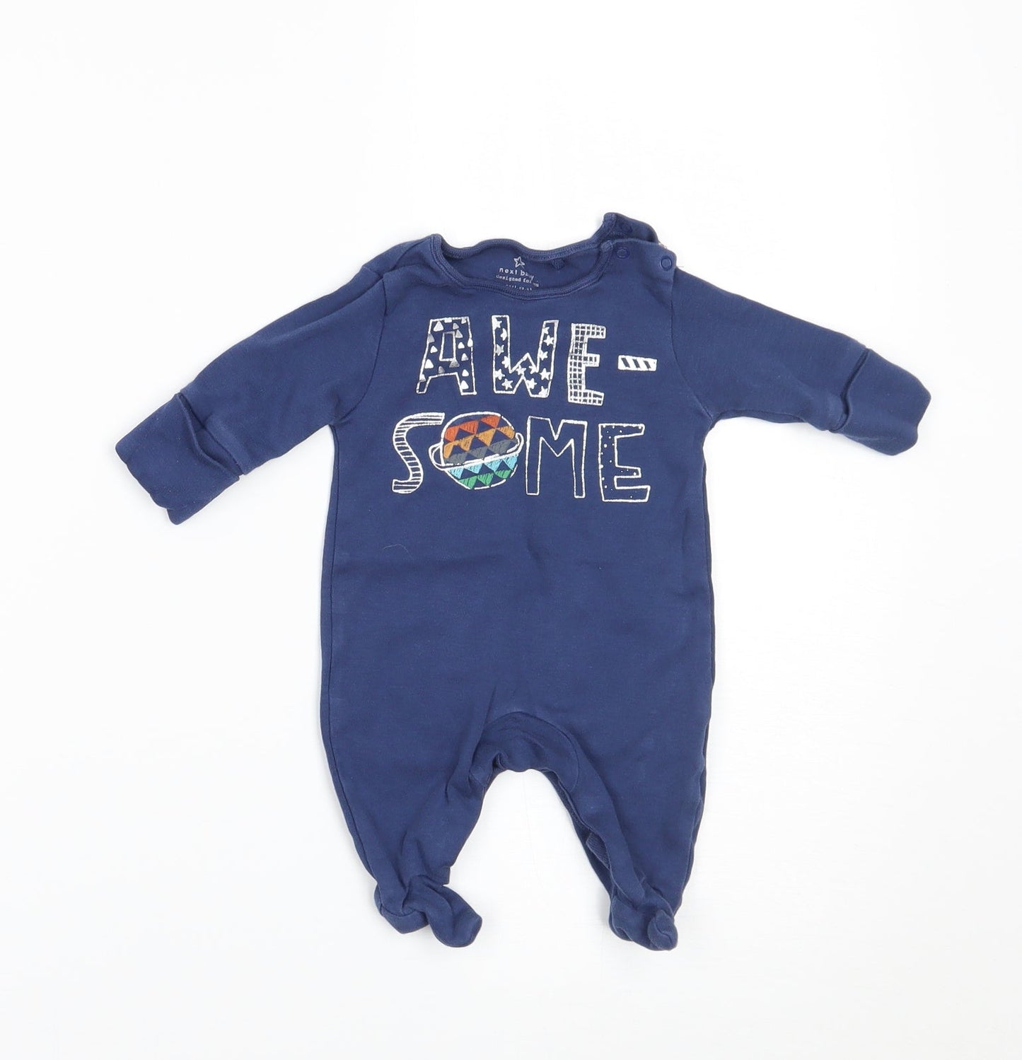 NEXT Boys Blue   Babygrow One-Piece Size Newborn  - BUILT IN MITTENS