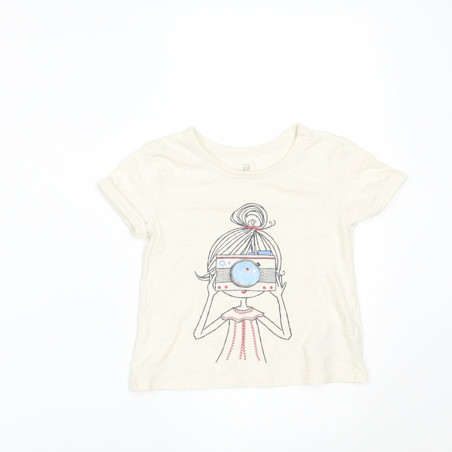 Gap Girls Ivory   Basic T-Shirt Size 2 Years  - smile