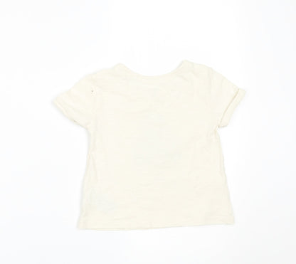 Back view of Gap girls’ ivory basic t-shirt, size 2, years - smile