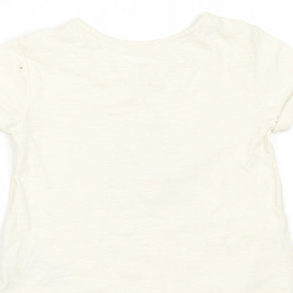 Brand and care label for Gap girls’ ivory basic t-shirt, size 2, years - smile