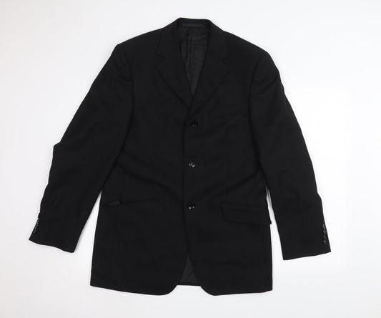 REMUS Mens Black   Jacket Suit Jacket Size 38
