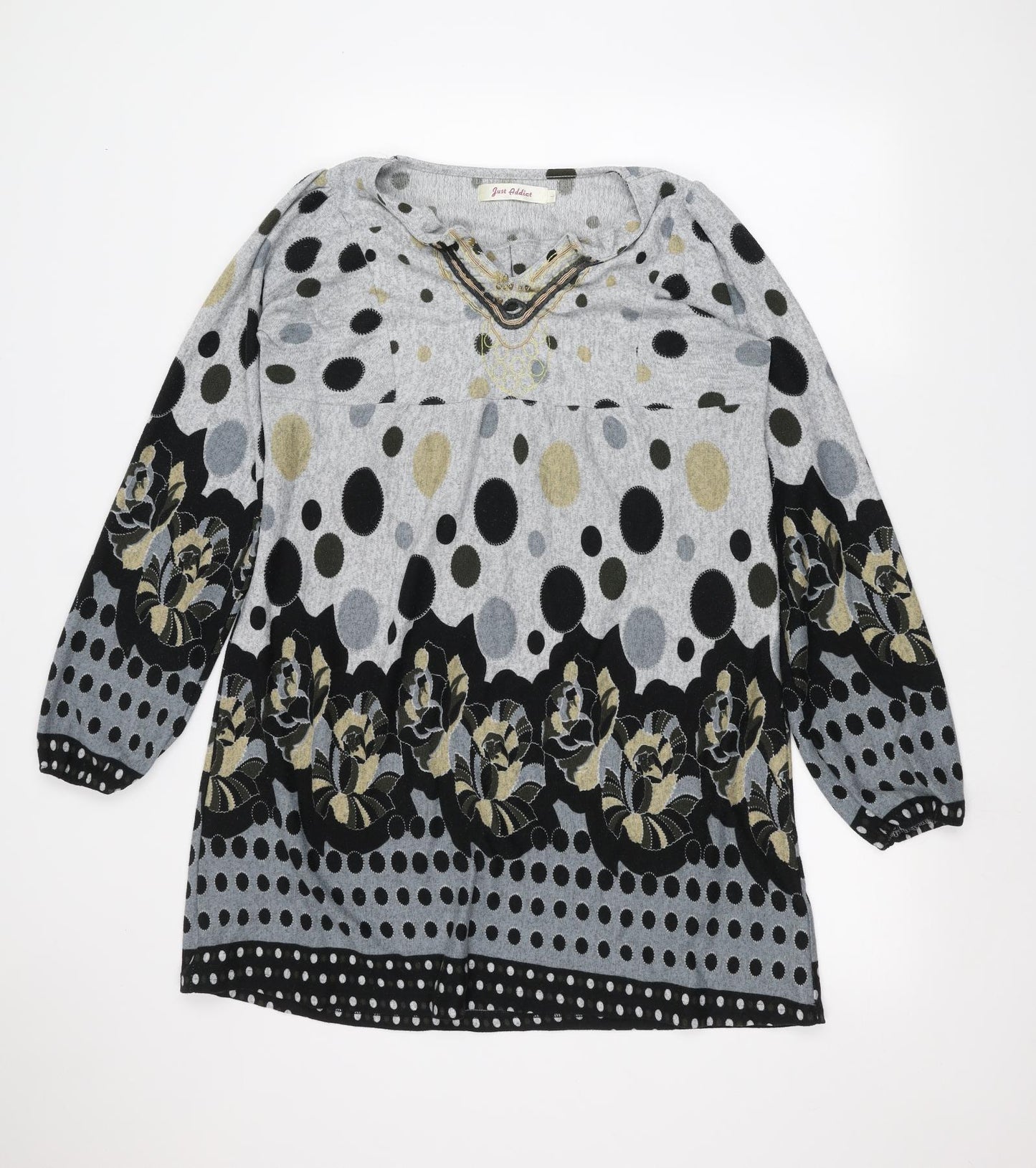 Just Addict Womens Grey Polka Dot  Pullover Jumper Size L