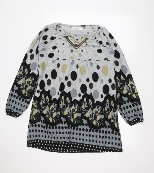 Just Addict Womens Grey Polka Dot  Pullover Jumper Size L