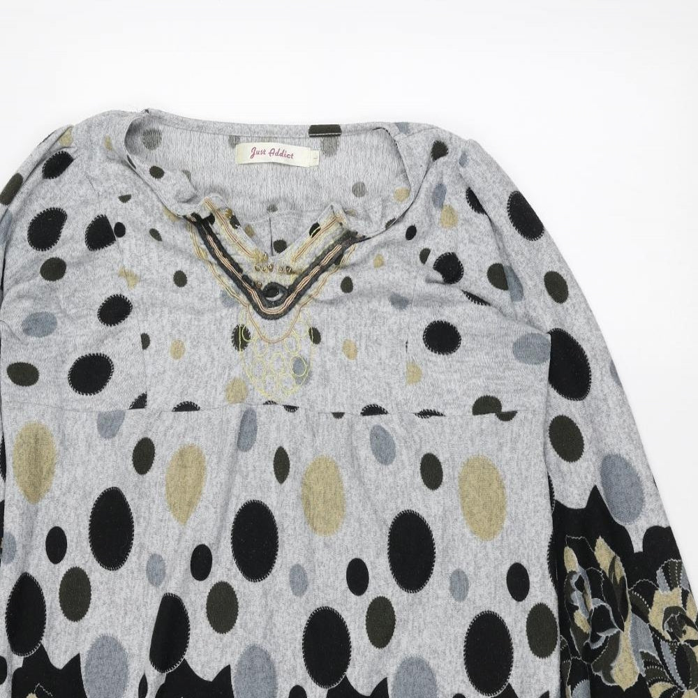 Just Addict Womens Grey Polka Dot  Pullover Jumper Size L