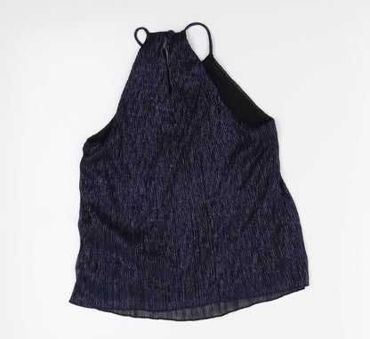 Back view of Miss Selfridge women’s blue basic tank, size UK 8