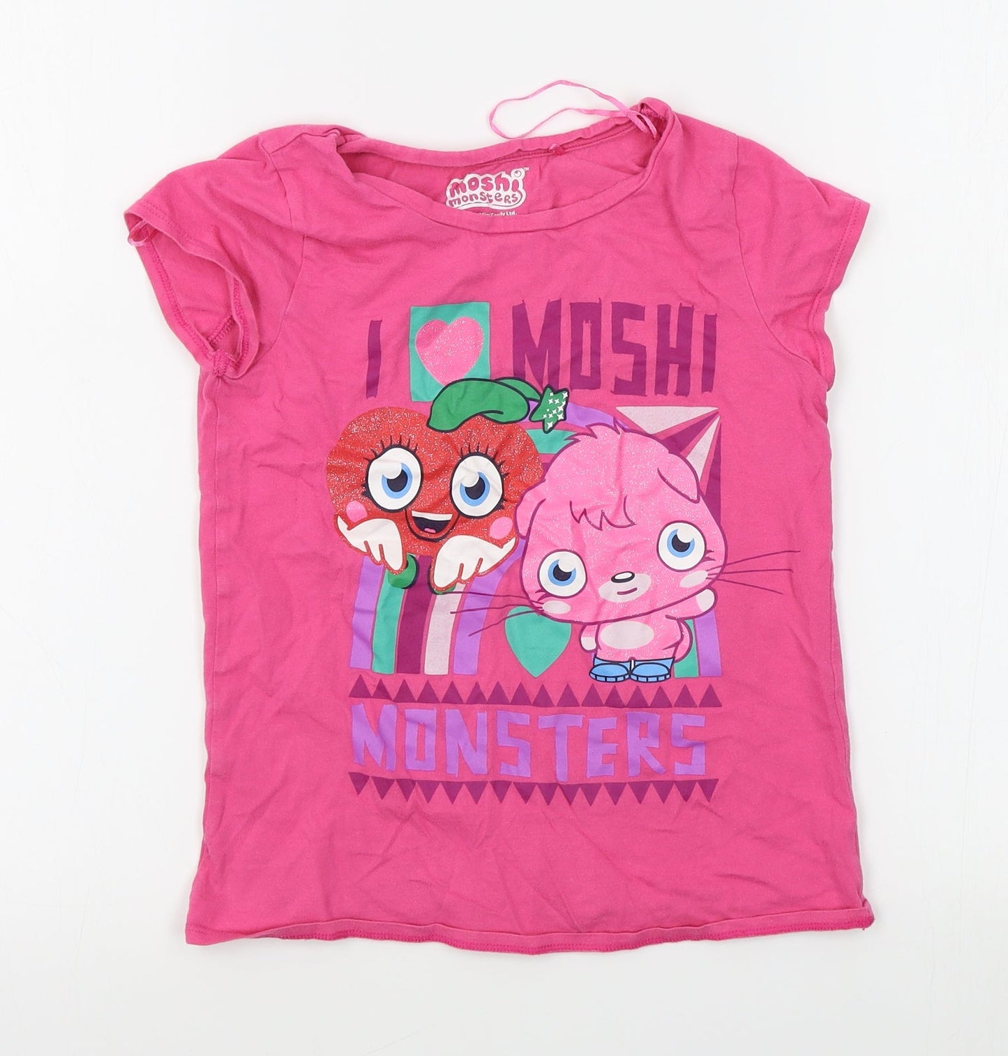 George Girls Pink   Basic T-Shirt Size 9-10 Years  - moshi monsters