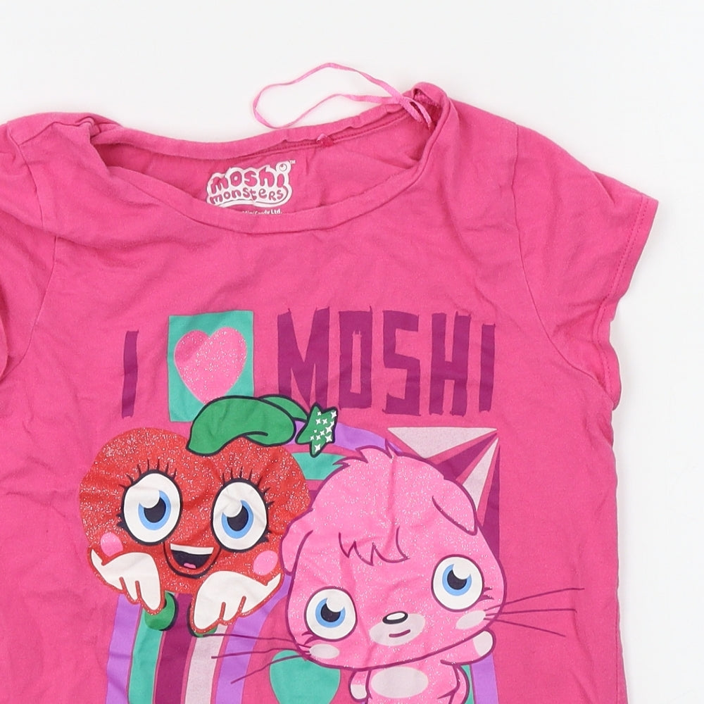 George Girls Pink   Basic T-Shirt Size 9-10 Years  - moshi monsters