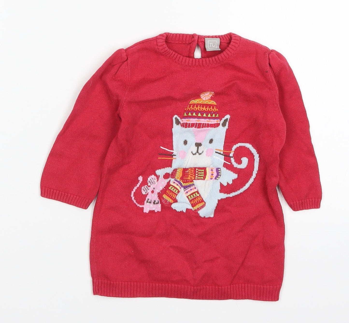 TU Baby Red   Pullover Jumper Size 3-6 Months  - Cat and Mouse