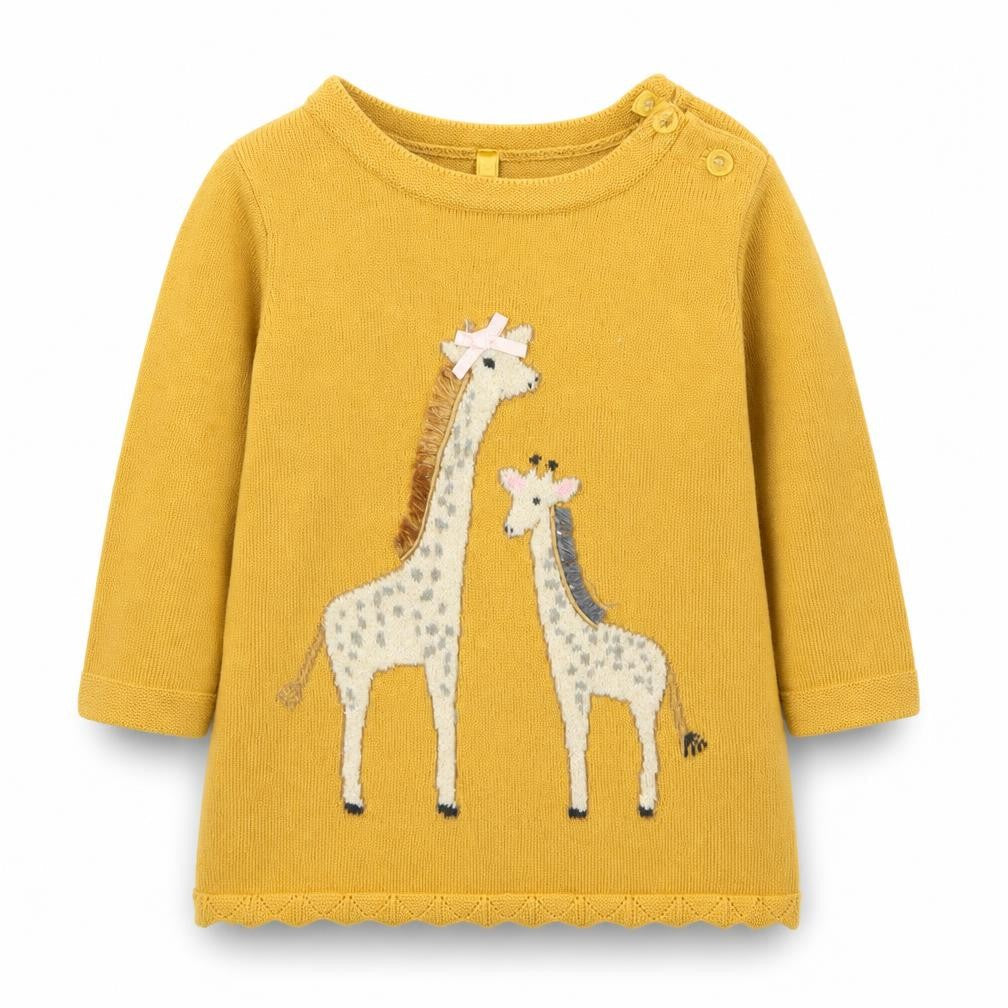 TU Girls Yellow   Pullover Jumper Size 3-6 Months  - Giraffes
