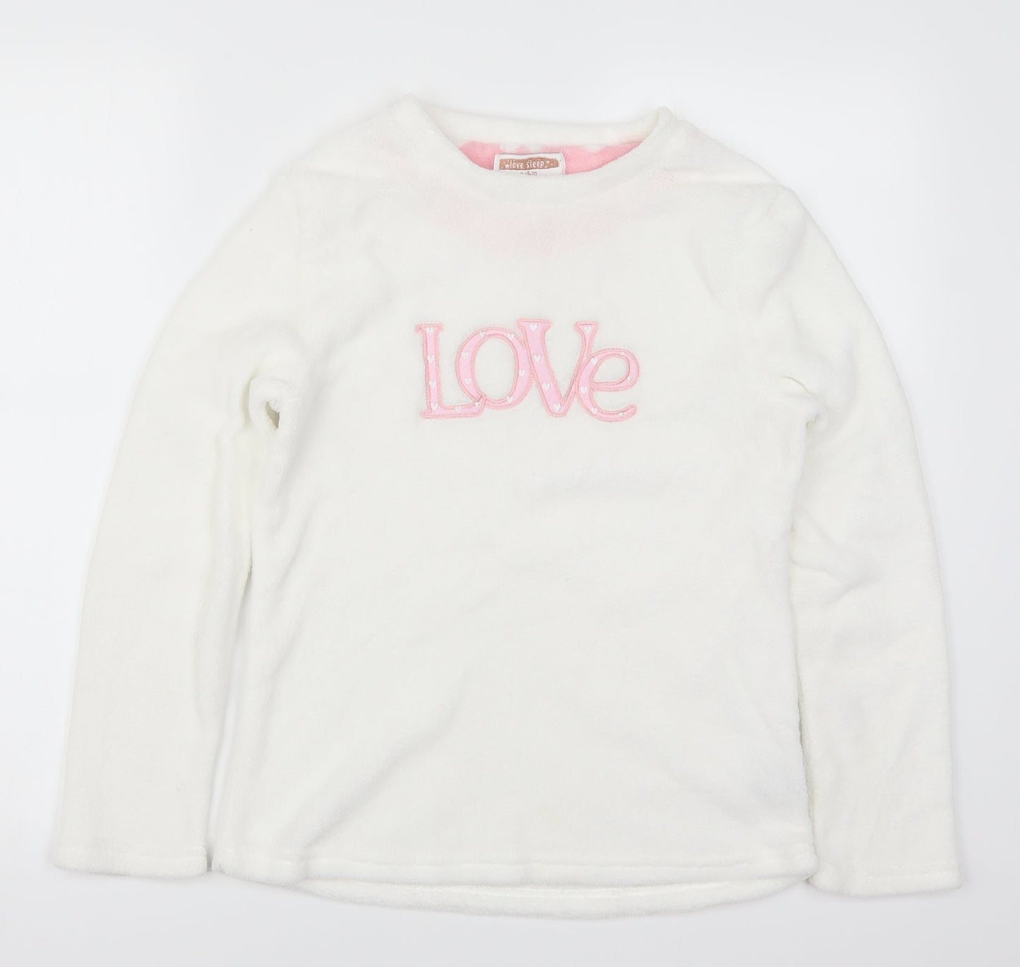 Preworn Womens White Solid  Top Pyjama Top Size 8  - Love